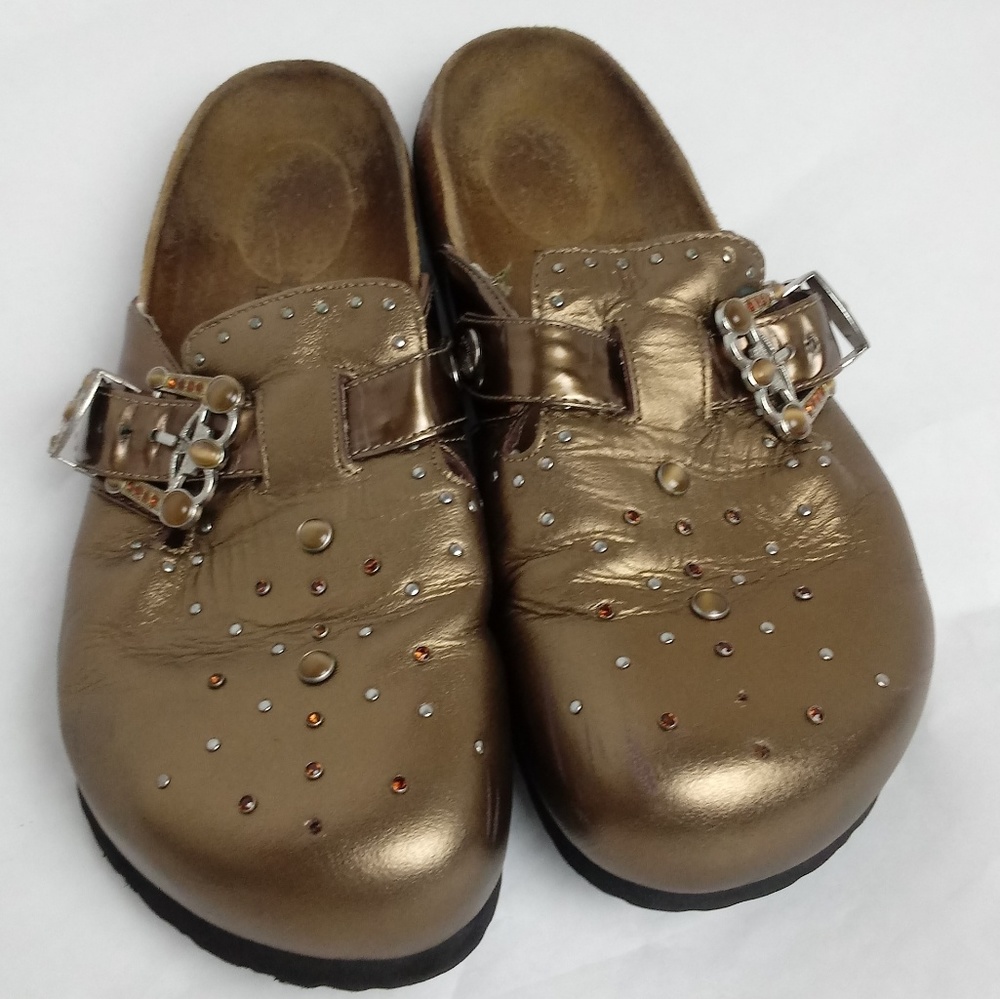 Birkenstock Betula Bronze Studded Mules/Clogs 10